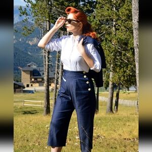 Vintage Vivien of Holloway in Blue Trouser Size 18